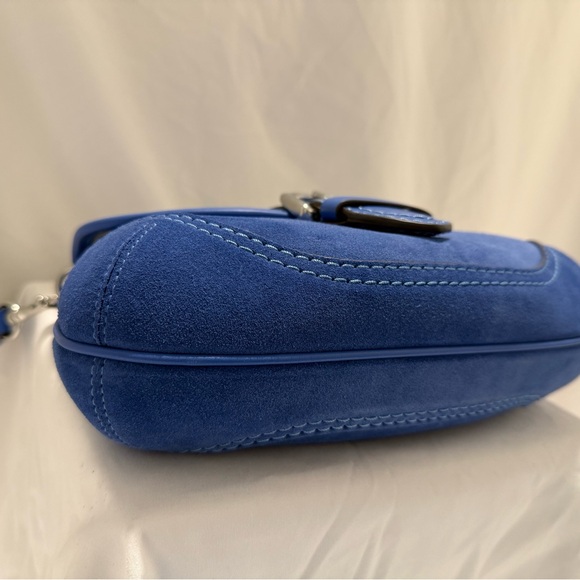 Coach SoHo Flap Bag in Mist Blue Suede and Silver Hardware - Picture 5 of 13